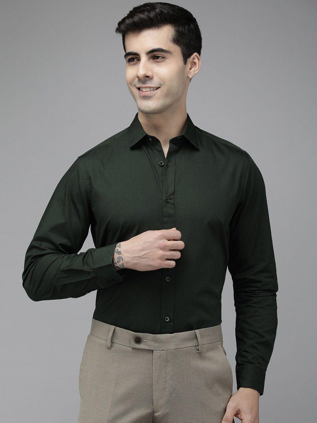 the bear house spread collar slim fit pure cotton formal shirt