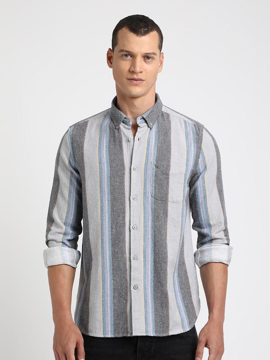 the bear house striped slim fit pure cotton casual shirt