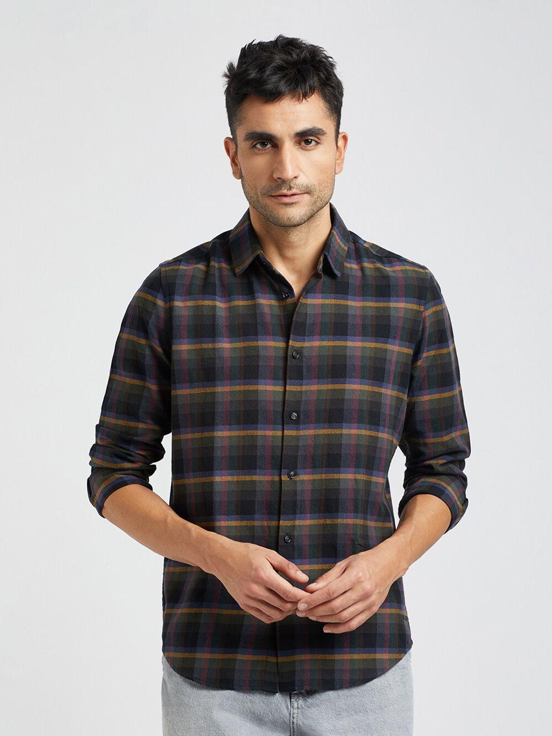 the bear house tartan checked pure cotton casual shirt