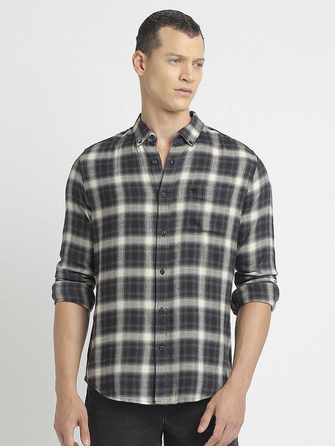 the bear house tartan checked slim fit casual pure cotton shirt