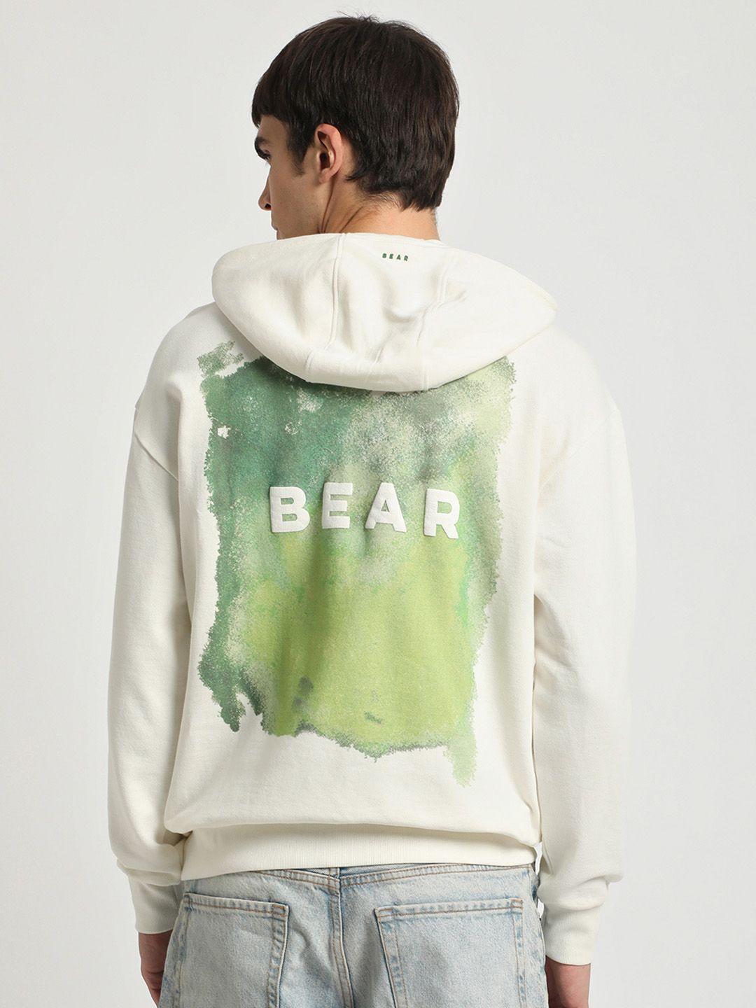 the bear house typography printed hooded pure cotton pullover sweatshirt
