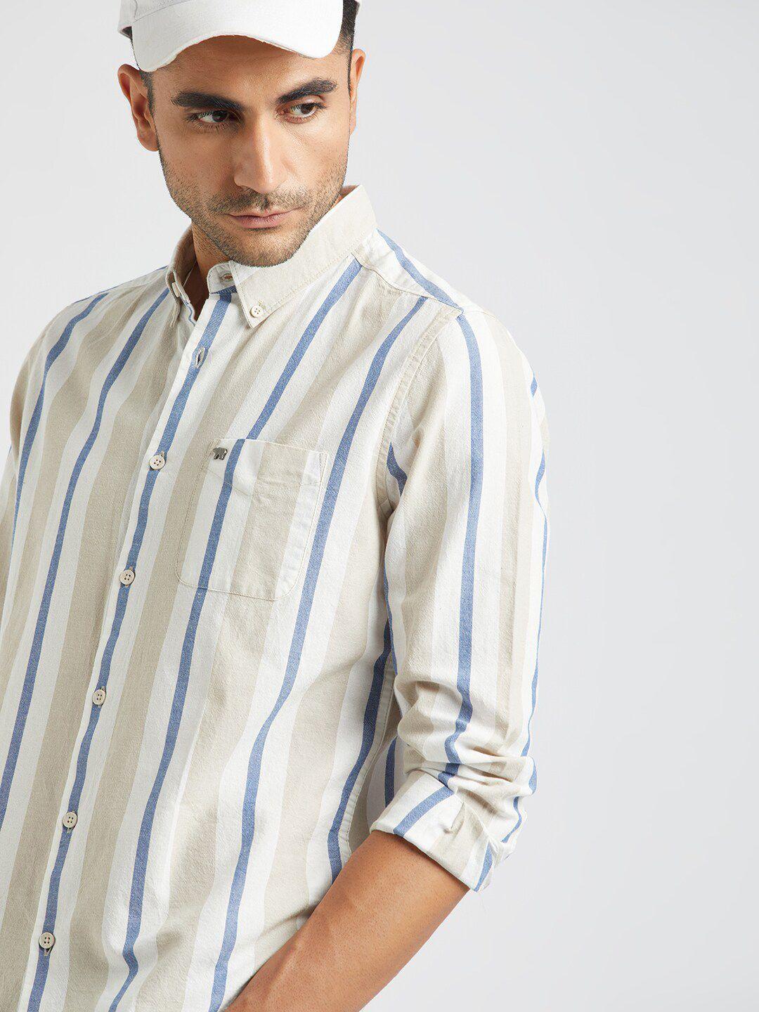 the bear house vertical striped pure cotton casual shirt