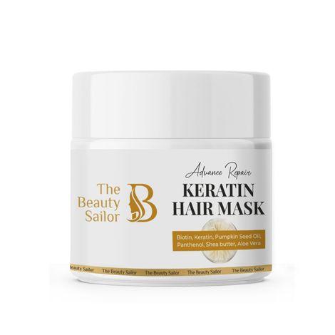 the beauty sailor advance repair keratin hair mask | conditioning treatment for damaged hair | for men and women | biotin, shea butter and aloe vera infused | all hair types | 100gm