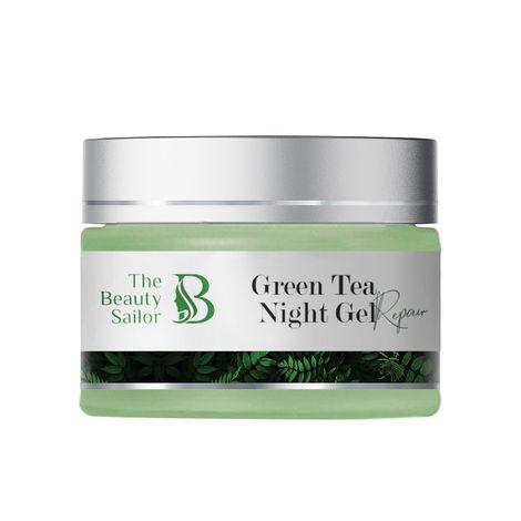 the beauty sailor green tea night gel cream for feel instant rush of hydration | helps refine skin, pigmentation & reduce open pores repair gel - (50 g)