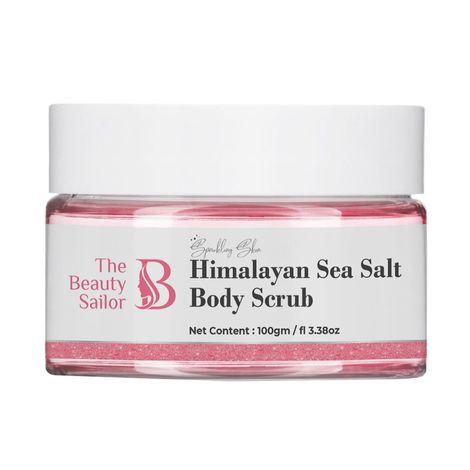 the beauty sailor sparkling skin himalayan sea salt body scrub | body polishing scrub | enriched with rosehip oil and vitamin c | suitable for all skin types | for men and women | 100gm