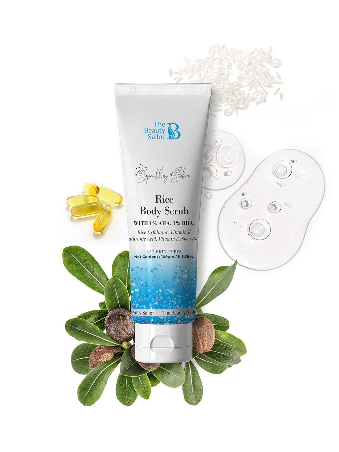 the beauty sailor sparkling skin rice body scrub with aha & bha - 100 g