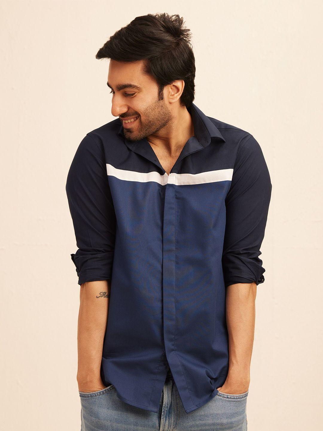 the bleu label men classic slim fit opaque casual shirt