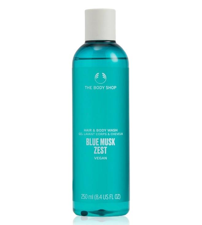 the body shop blue musk zest hair & body wash - 250 ml