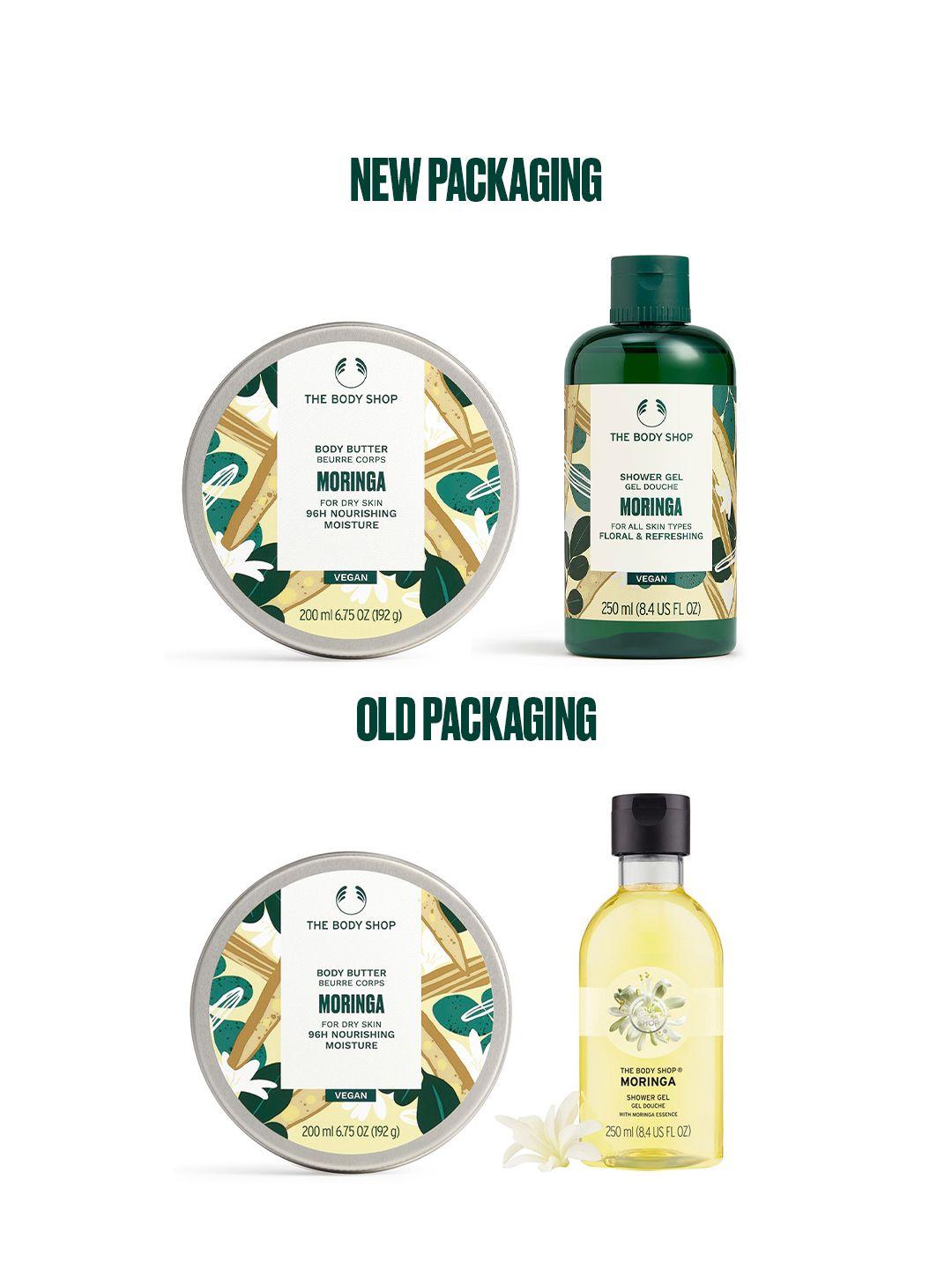 the body shop moringa shower gel with vitamin e - 250 ml & body butter with shea - 200 ml