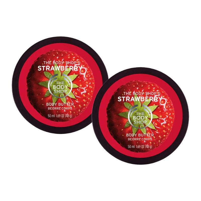 the body shop set of 2 strawberry body butter mini