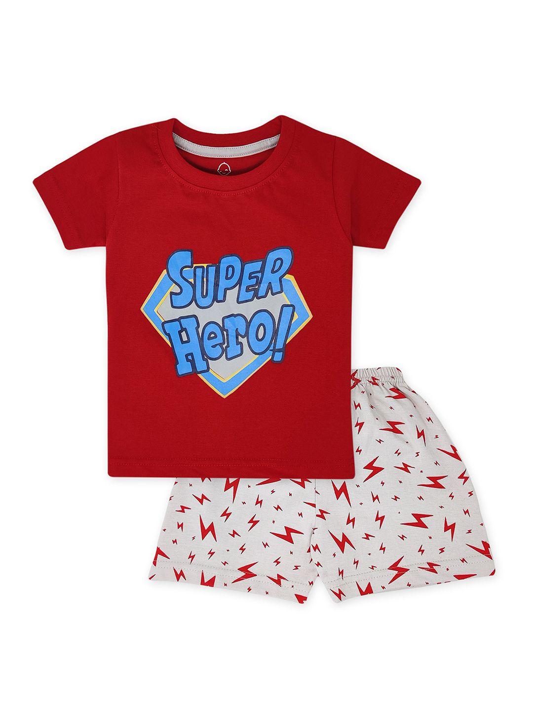 the boo boo club kids maroon & blue printed pure cotton co-ords