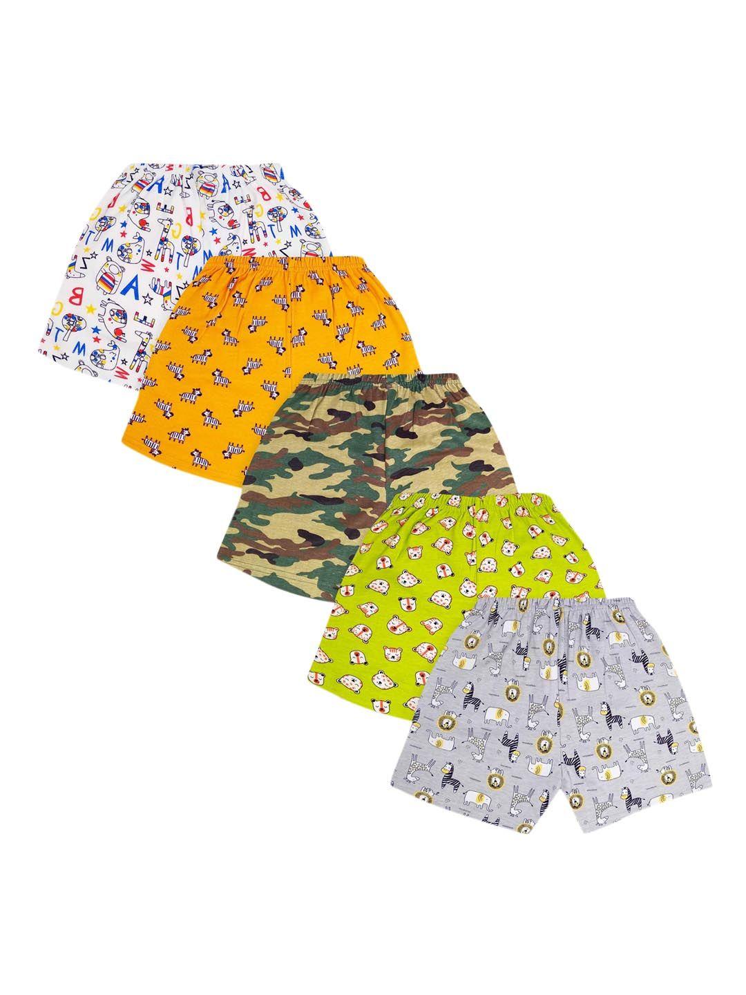 the boo club unisex kids pack of 5 printed regular shorts