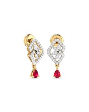the calliet 18 kt yellow gold diamond-studded drop earrings