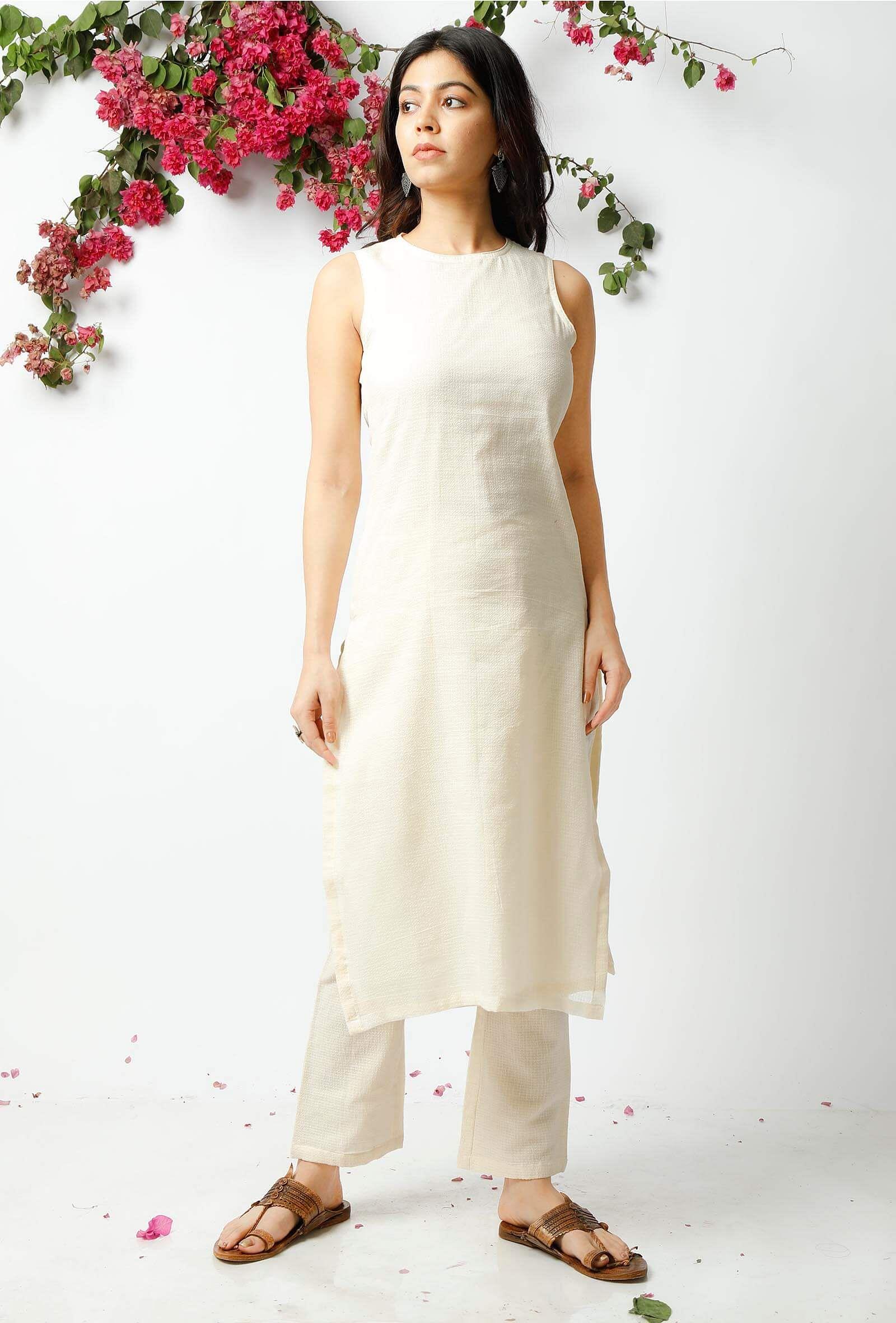 the charming off white kota kurta