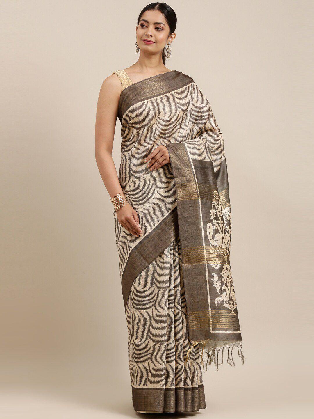 the chennai silks beige & brown saree