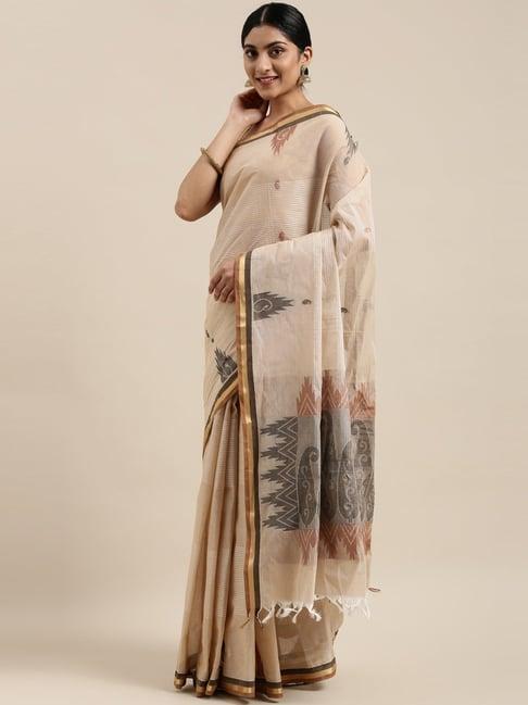 the chennai silks beige contemporary mahehwari silk cotton saree with blouse