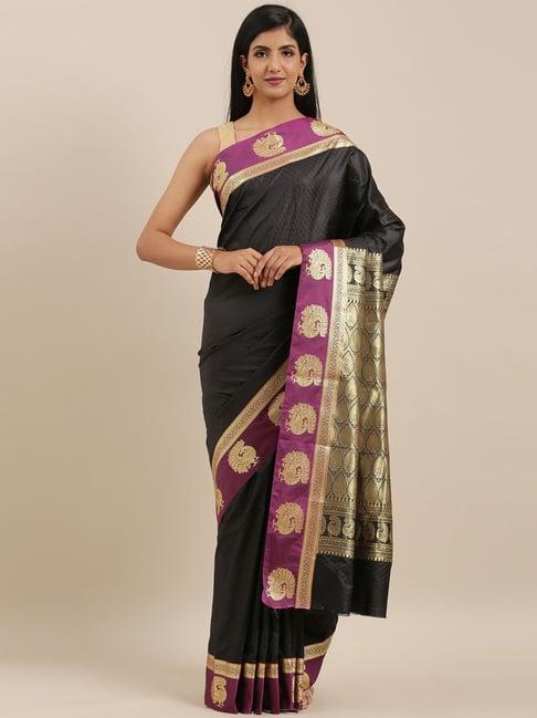 the chennai silks black art silk with running blouse