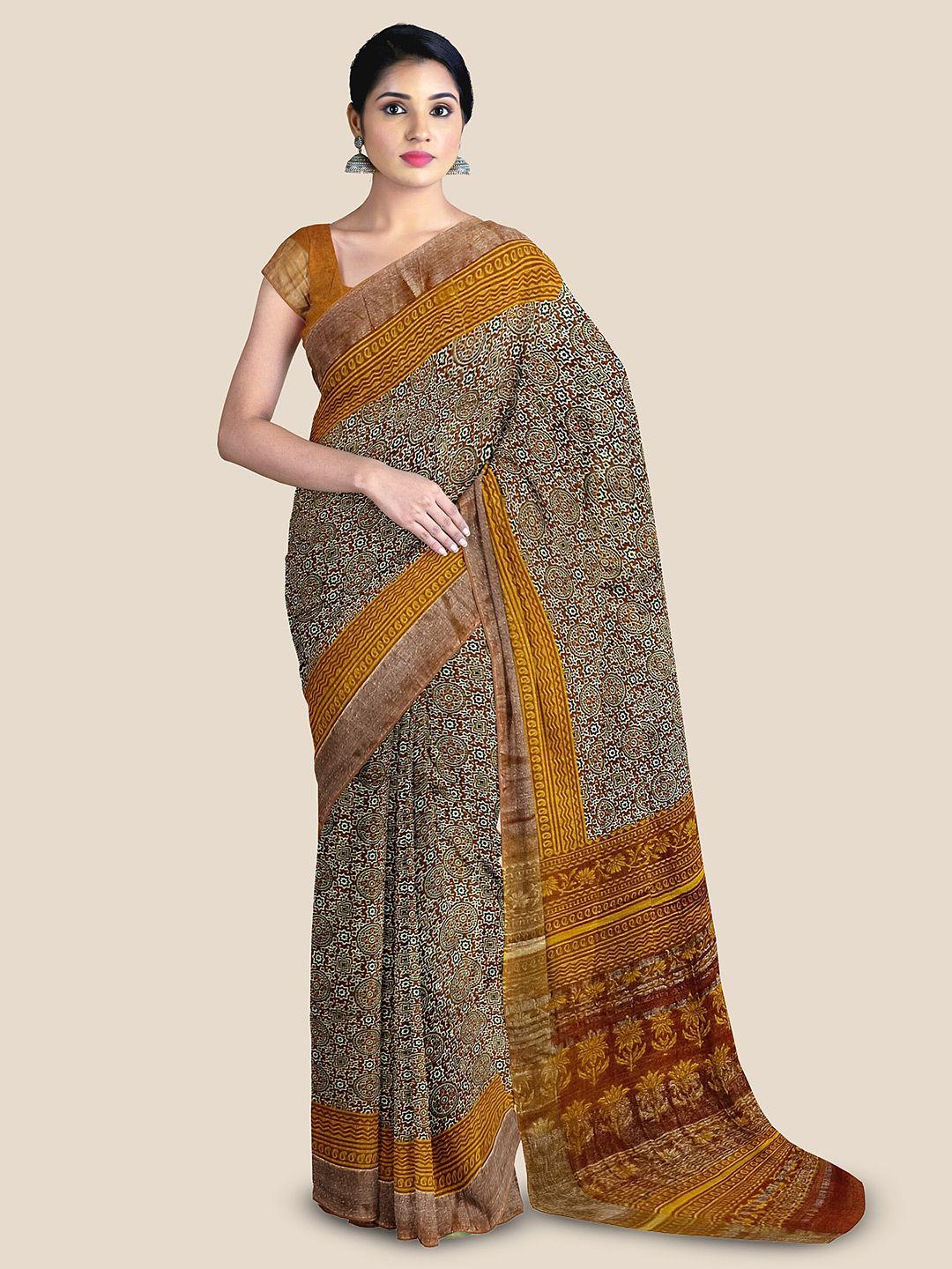 the chennai silks ethnic motifs printed pure cotton narayan peth saree