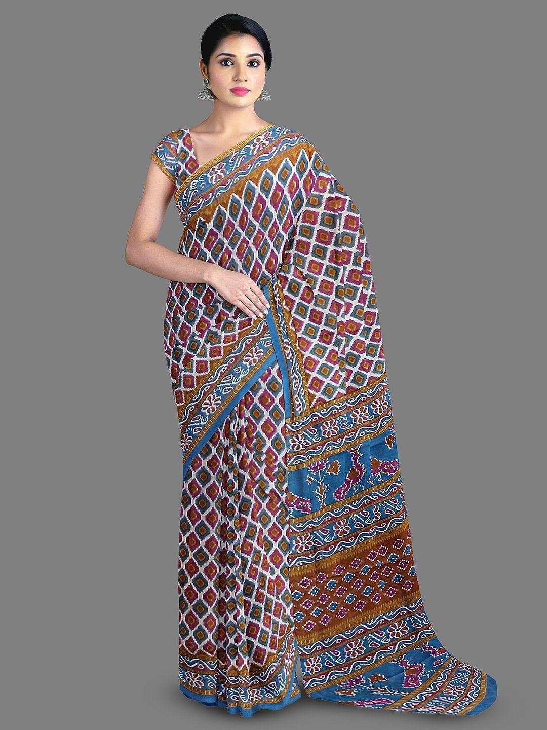 the chennai silks ethnic motifs printed pure cotton saree