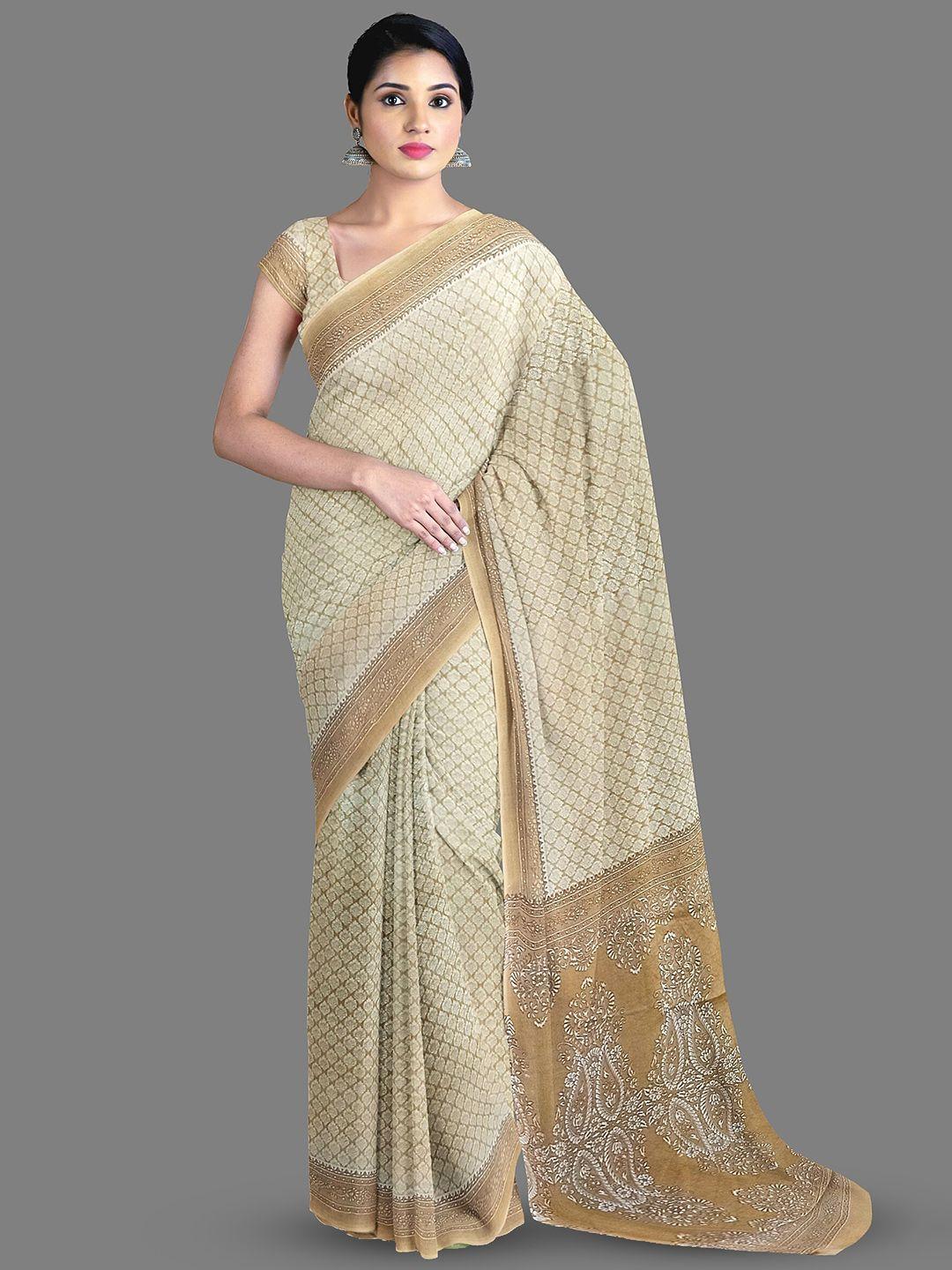 the chennai silks ethnic motifs printed pure cotton saree