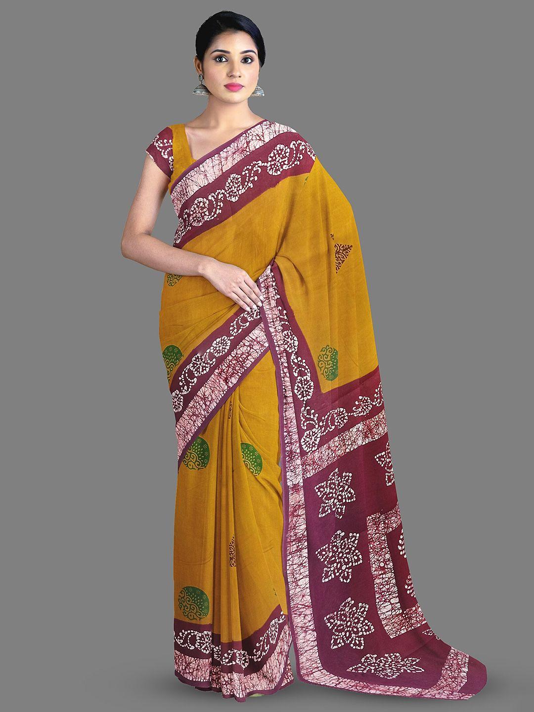 the chennai silks ethnic motifs printed pure cotton sungudi saree