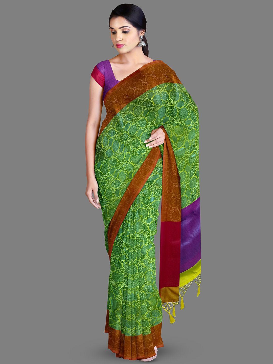 the chennai silks ethnic motifs printed zari art silk saree