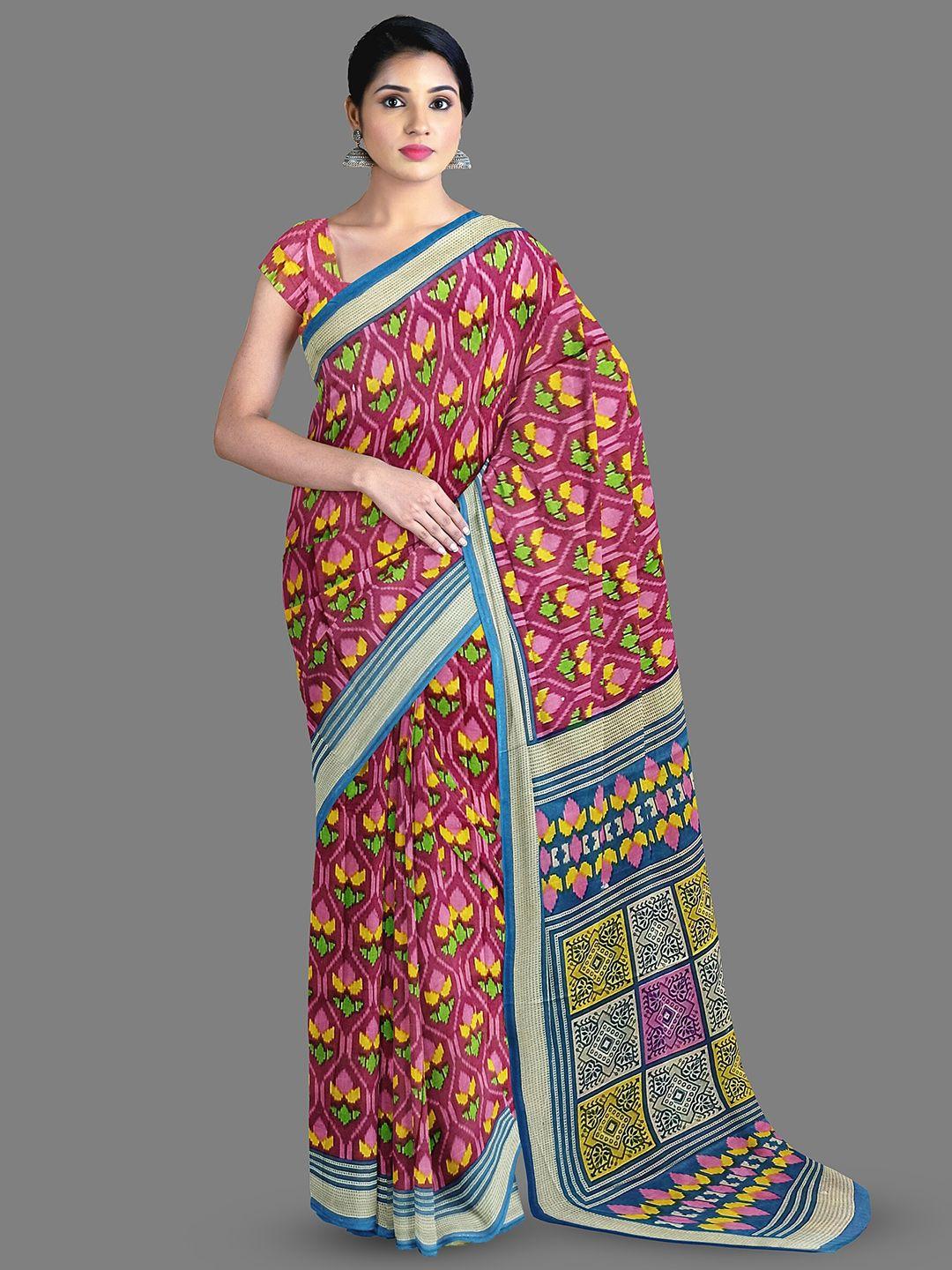 the chennai silks floral printed pure cotton saree