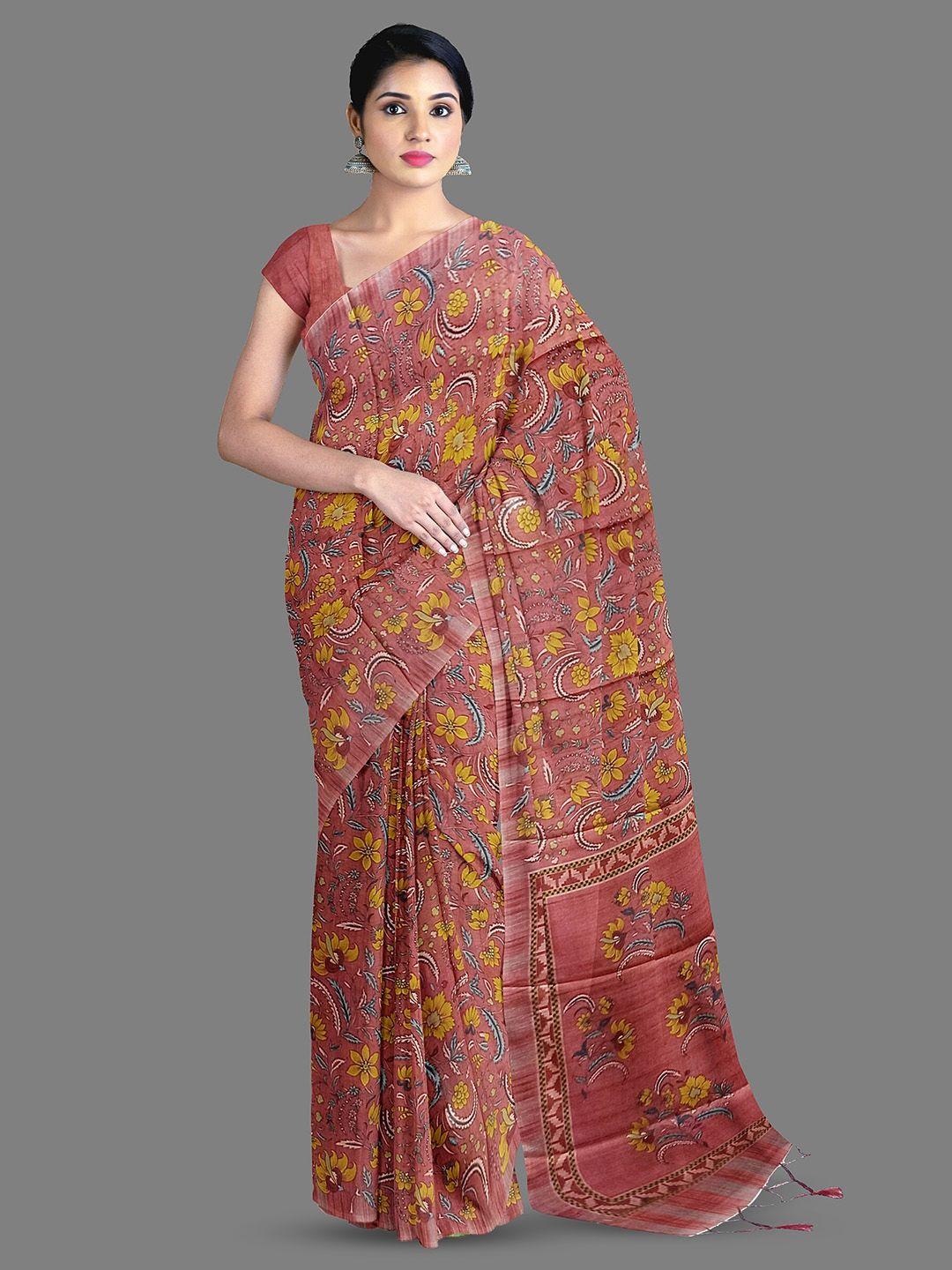 the chennai silks floral printed silk blend saree