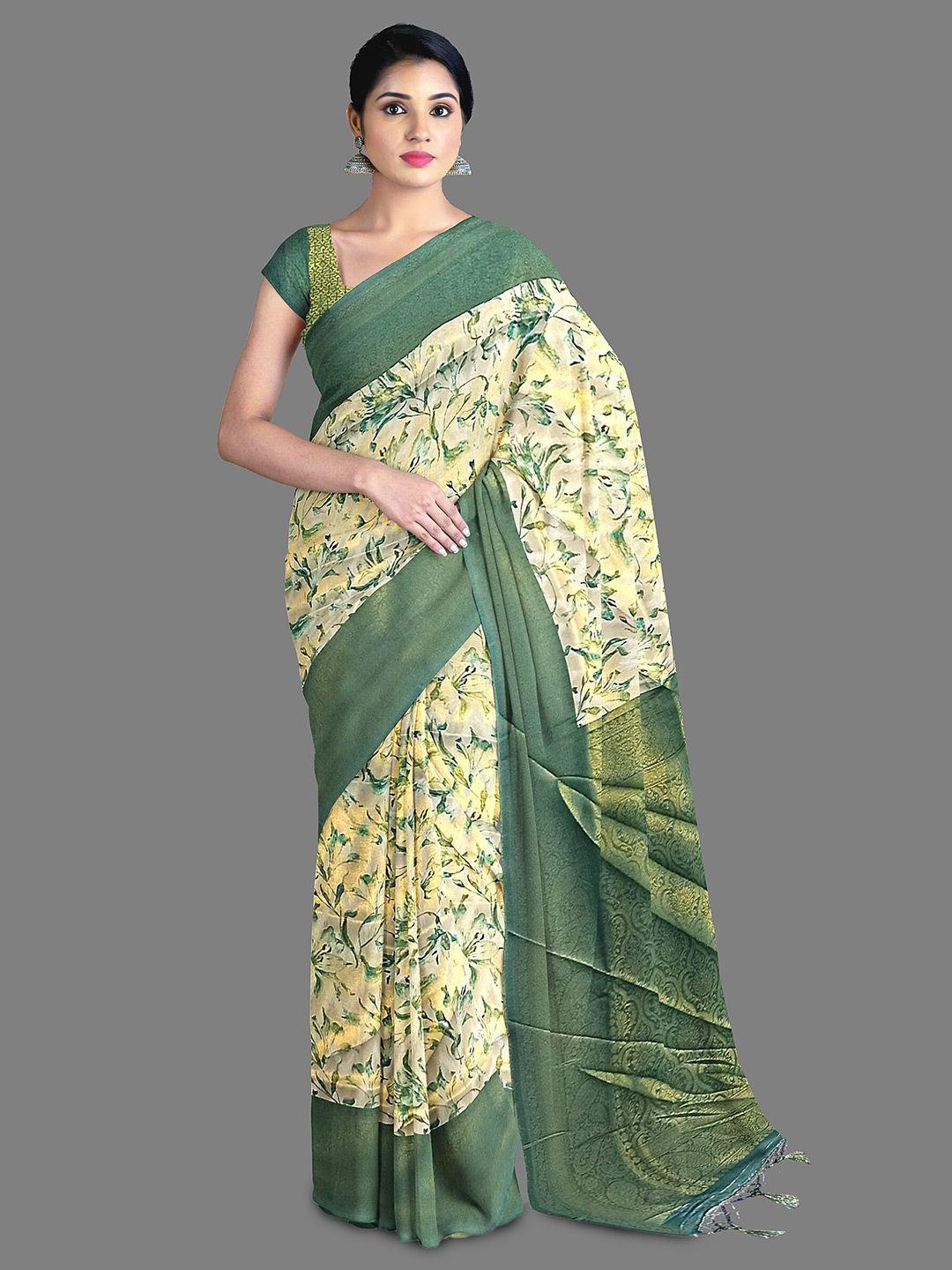 the chennai silks floral printed zari art silk banarasi saree