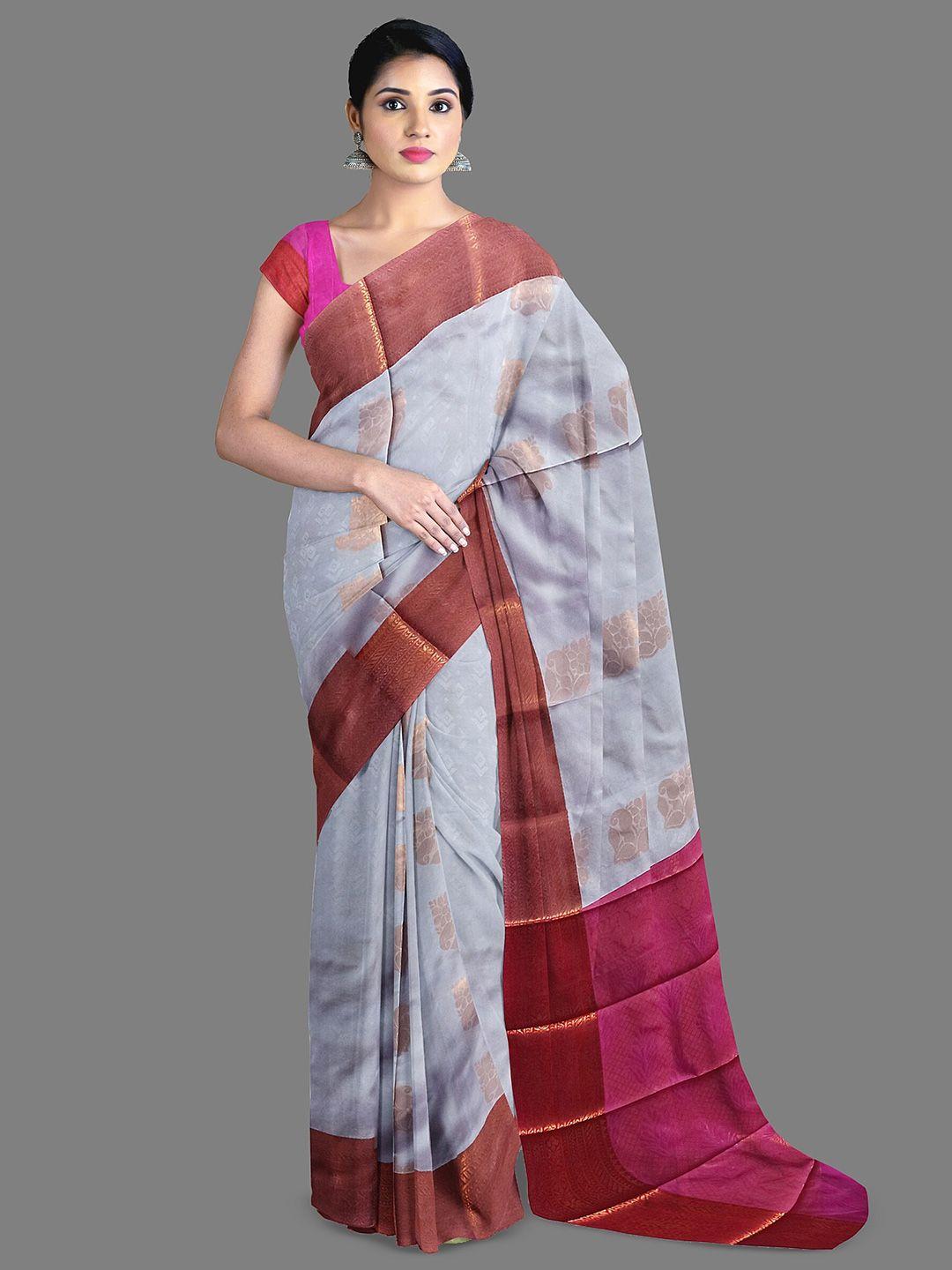 the chennai silks floral woven design zari kanjeevaram saree