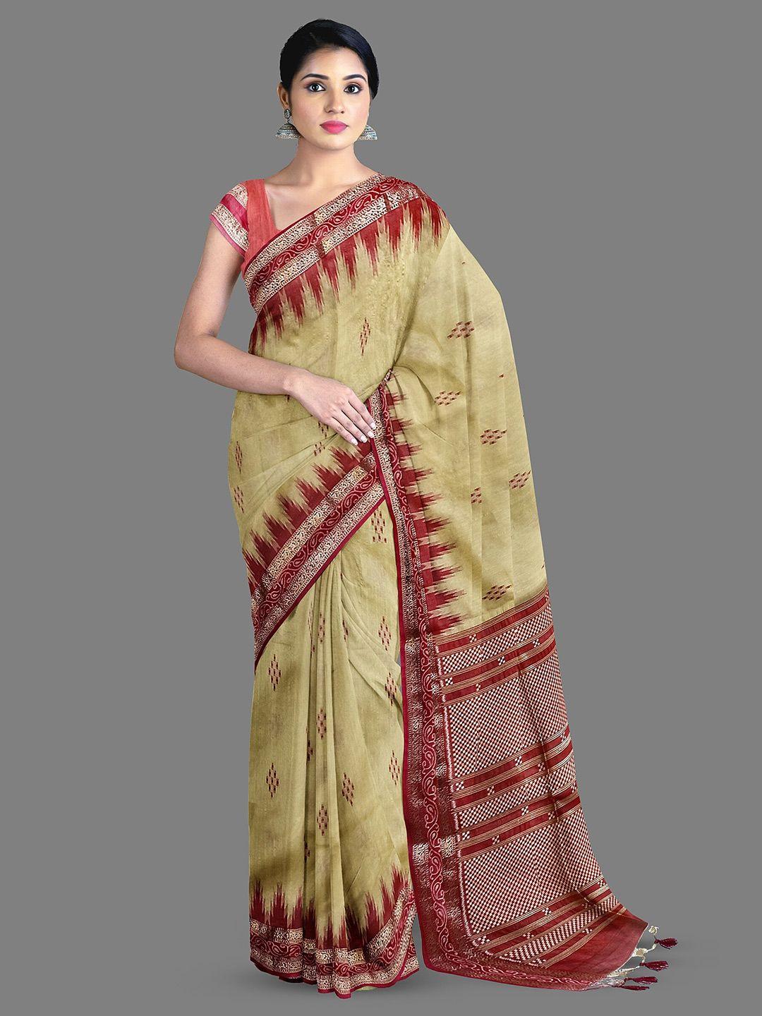 the chennai silks geometric printed cotton zari chanderi saree