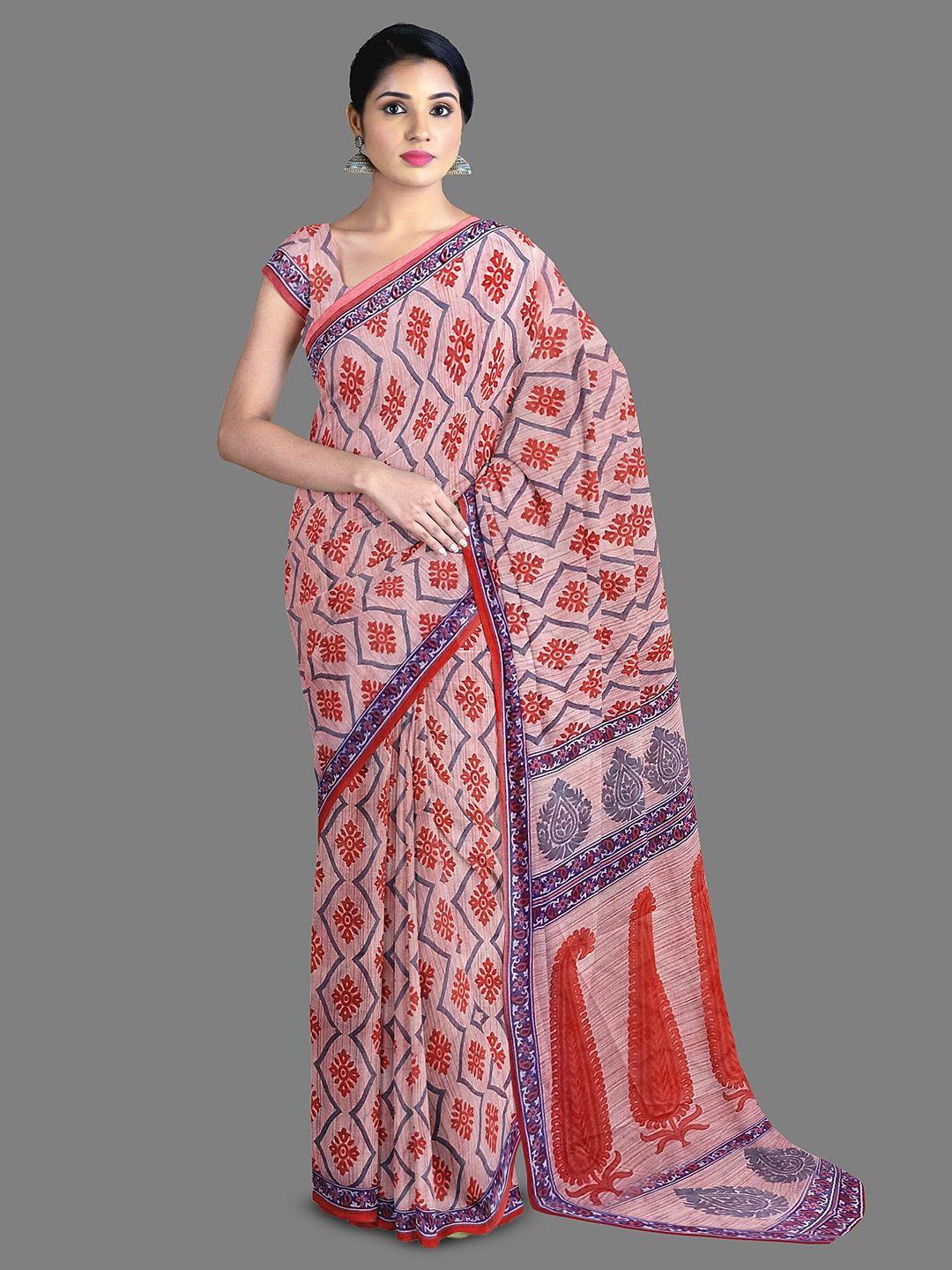 the chennai silks geometric printed pure cotton saree