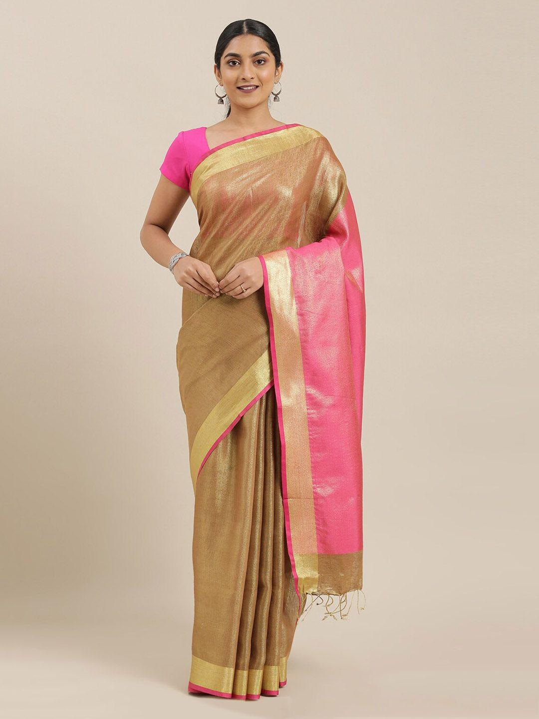 the chennai silks gold-toned solid art silk saree