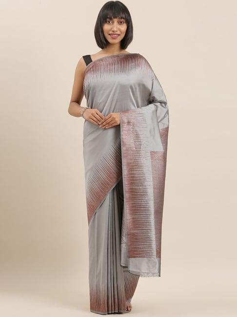 the chennai silks grey polycotton saree with running blouse