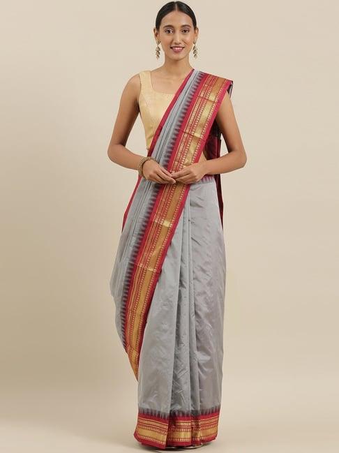 the chennai silks grey silk saree with blouse