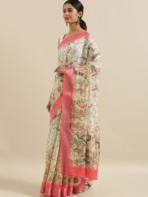 the chennai silks multicolored floral print saree with unstitched blouse