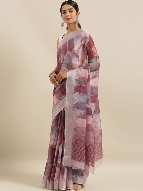 the chennai silks multicolored geometric pattern saree with unstitched blouse