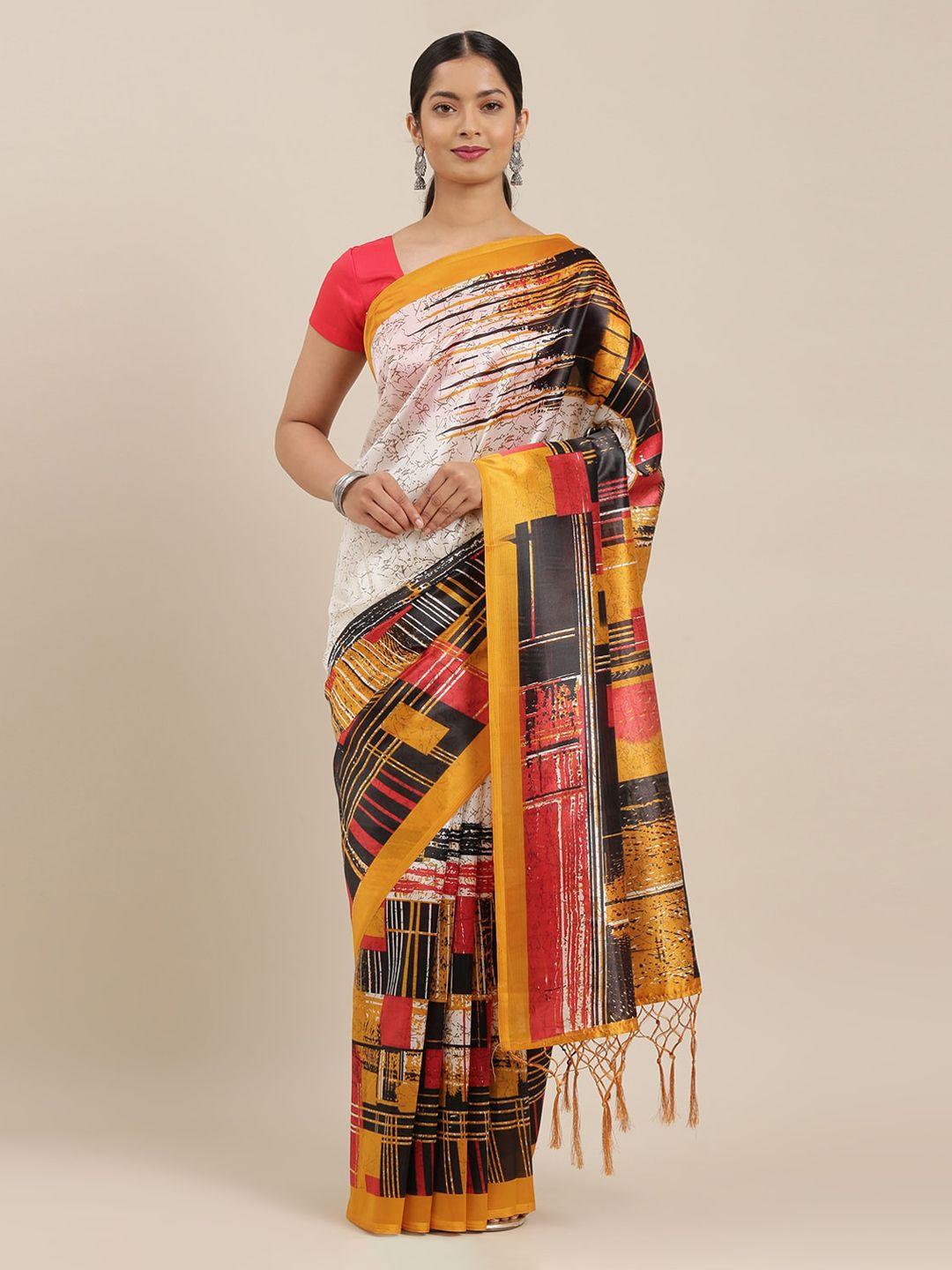 the chennai silks multicoloured printed polyester saree