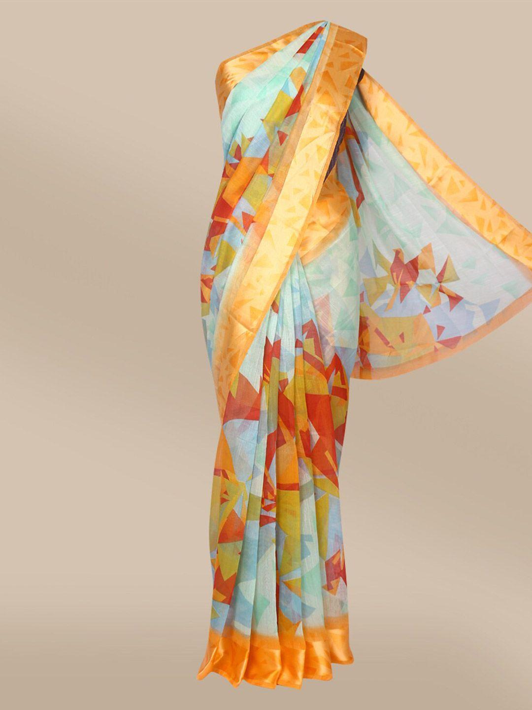 the chennai silks orange & blue bhagalpuri saree