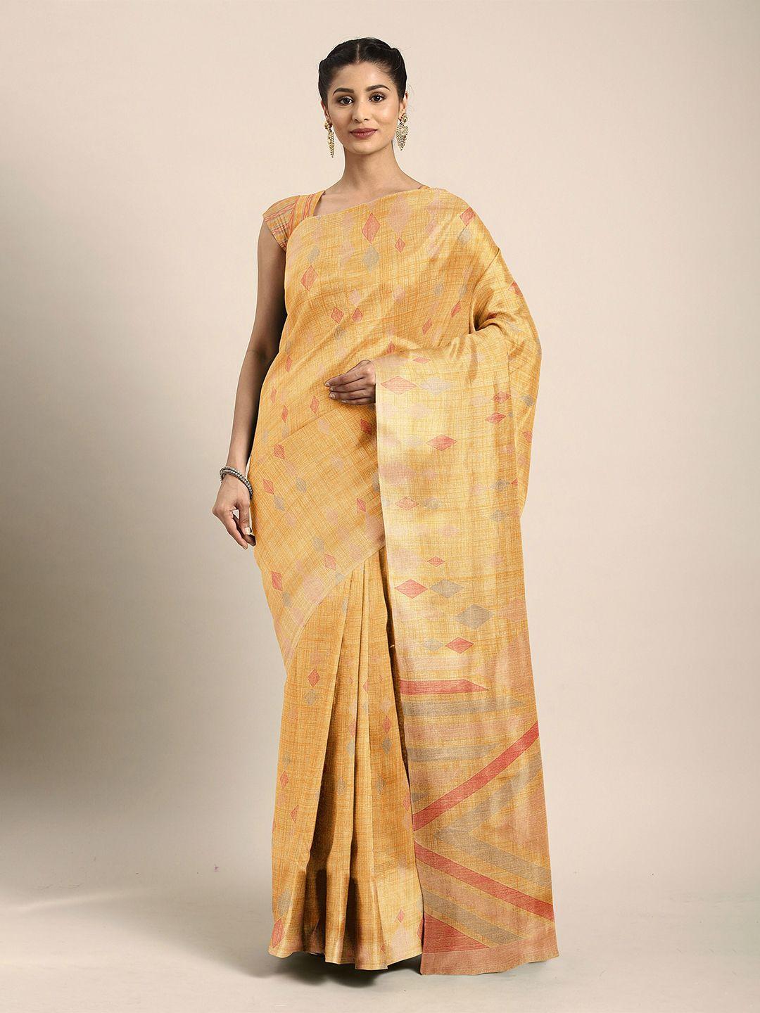 the chennai silks orange & yellow bhagalpuri saree