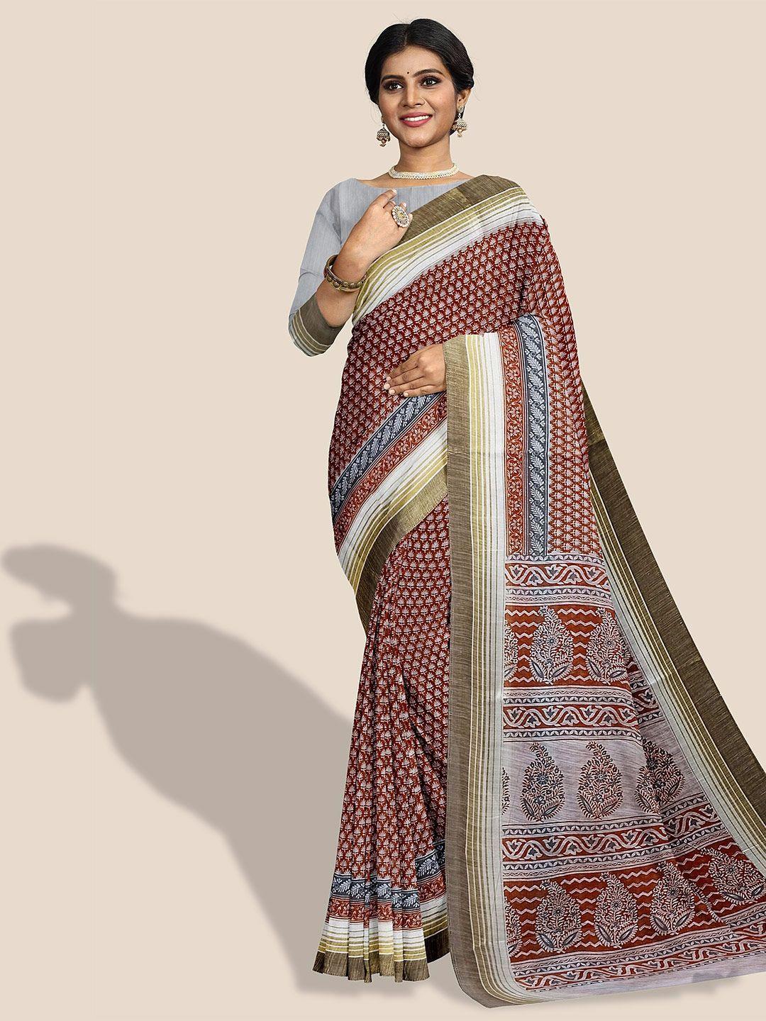 the chennai silks paisley printed pure cotton saree