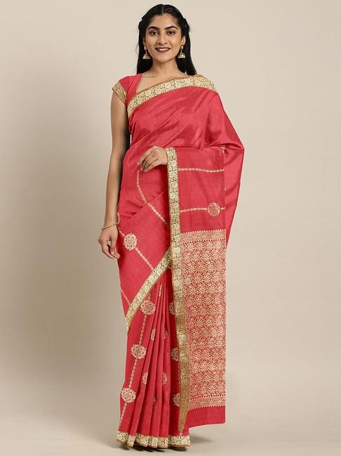 the chennai silks red woven saree with unstitched blouse
