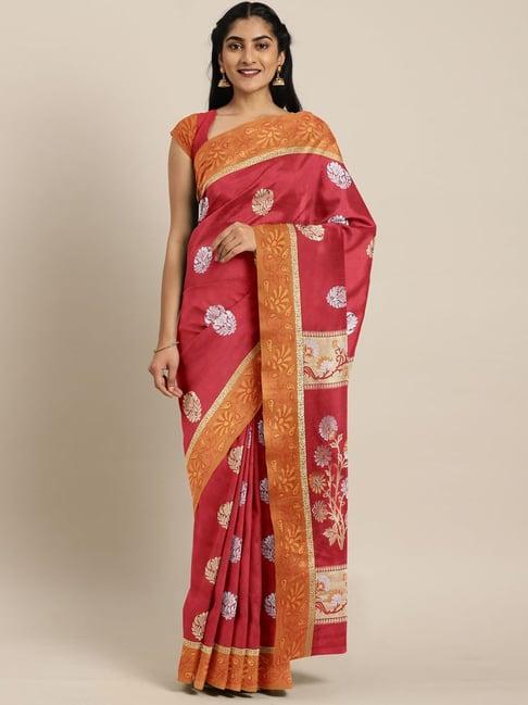 the chennai silks red woven saree with unstitched blouse