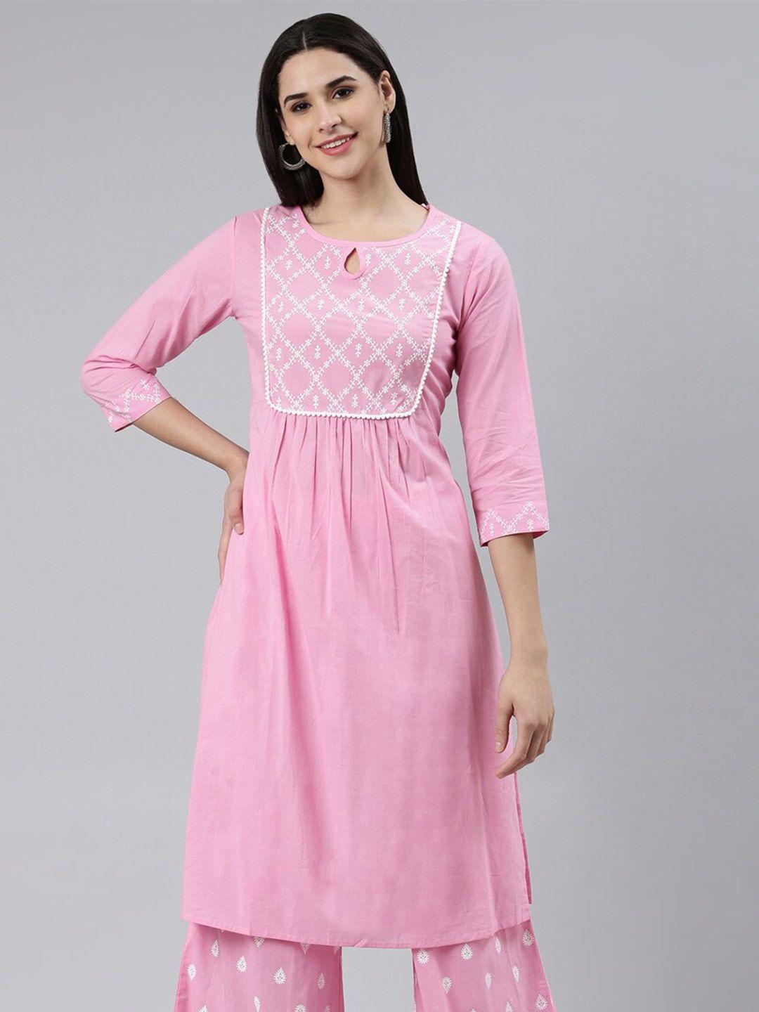 the chennai silks women geometric printed keyhole neck cotton kurta