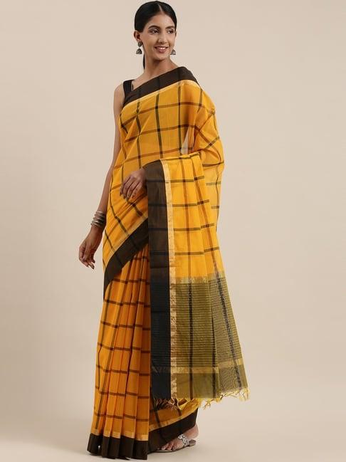 the chennai silks yellow contemporary mahehwari silk cotton saree with blouse