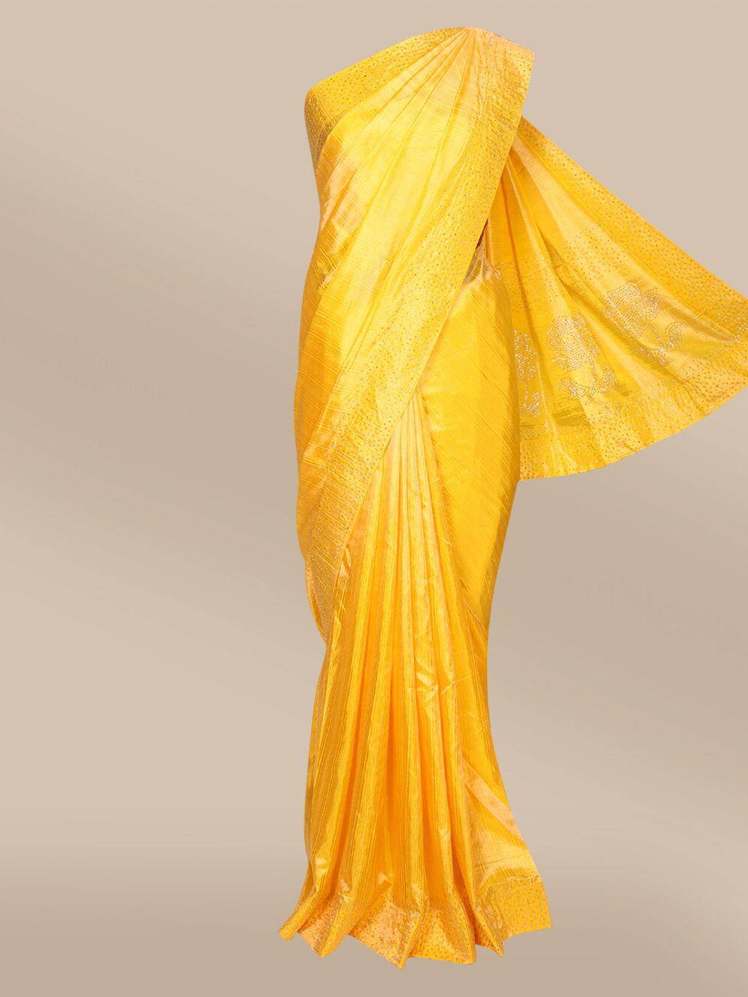 the chennai silks yellow embellished sana silk saree