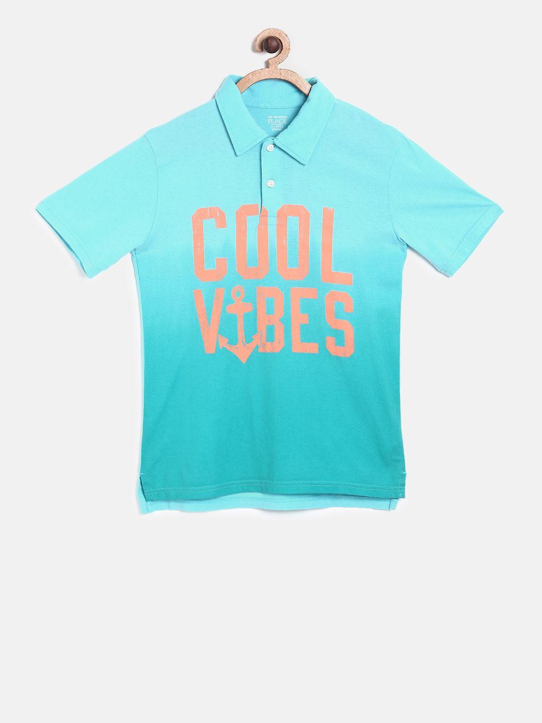 the childrens place boys blue dyed polo collar t-shirt