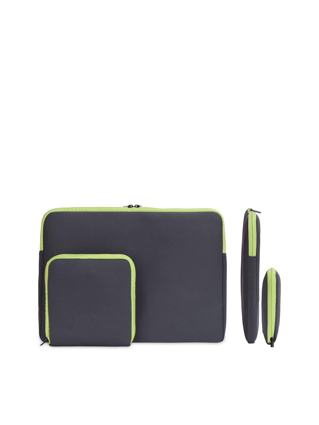 the clownfish adults grey & green laptop sleeve with zip pouch