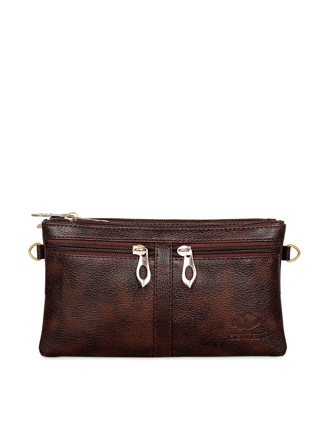 the clownfish brown textured leather purse