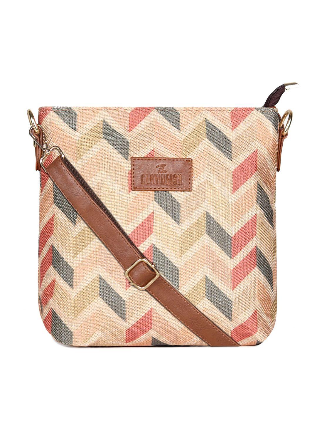 the clownfish cream-coloured geometric structured sling bag